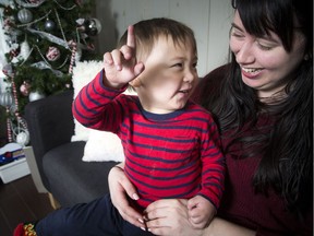 Erika Godin and her son Mason who is about to turn three years old. Mason was born with a rare congenital heart defect called hypoplastic left heart syndrome and will be undergoing a heart transplant at SickKids in Toronto in the new year.
