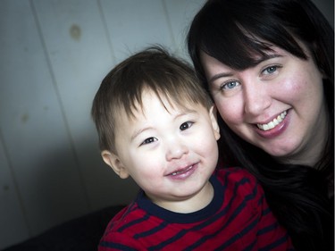 Erika Godin and her son Mason who is about to turn three years old were photographed at their home in Ottawa Saturday December 30, 2017. Mason was born with a rare congenital heart defect called hypoplastic left heart syndrome and will be undergoing a heart transplant at SickKids in Toronto in the new year.   Ashley Fraser/Postmedia