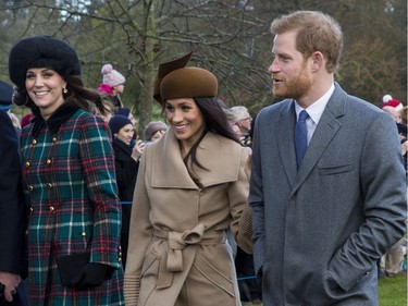 The British Royal family arrive at Sandringham to celebrate Christmas Day  Featuring: Prince Harry, Meghan Markle, Catherine, Duchess of Cambridge Where: Sandringham, United Kingdom When: 25 Dec 2017 Credit: Ward/WENN.com ORG XMIT: wenn33520356