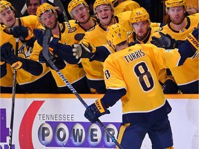 Kyle Turris celebrates with the Nashville Predators.