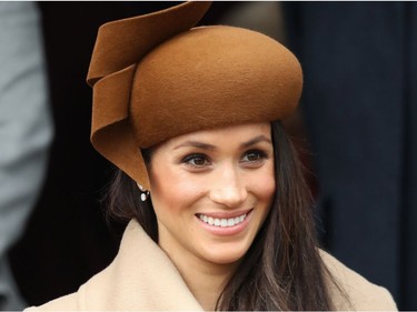 KING'S LYNN, ENGLAND - DECEMBER 25:  Meghan Markle attends Christmas Day Church service at Church of St Mary Magdalene on December 25, 2017 in King's Lynn, England.