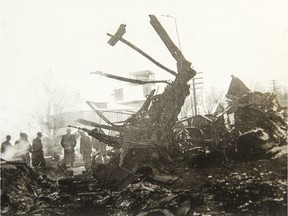 The wreckage of the Almonte train wreck, December 1942.