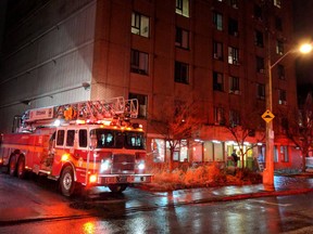 Fire units at the scene of an apartment fire on Bank Street between McLaren and Lewis streets.