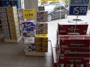 Beer is on display inside a store in Drummondville, Que. The Supreme Court of Canada heard arguments this week about taking beer across provincial borders.