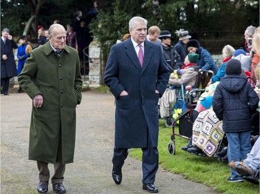 The British Royal family arrive at Sandringham to celebrate Christmas Day  Featuring: Duke of Edinburgh, Prince andrew Where: Sandringham, United Kingdom When: 25 Dec 2017 Credit: Ward/WENN.com ORG XMIT: wenn33520362