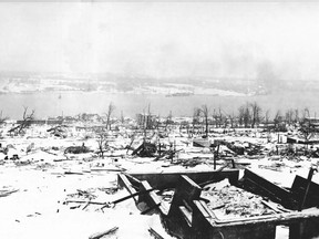 A view across the devastated neighbourhood of Richmond in Halifax, Nova Scotia after the Halifax explosion.