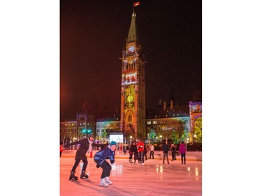 The fun on the ice continued into the evening on Thursday after the Canada 150 Rink opened.