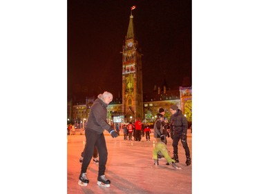 The fun on the ice continued into the evening on Thursday after the Canada 150 Rink opened.