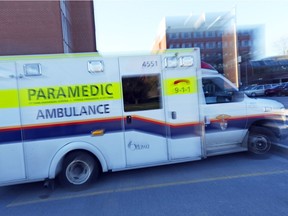 Emergency vehicle, ambulance, at the Civic Hospital in Ottawa, May 15, 2017.   Photo by Jean Levac  ORG XMIT: 126618