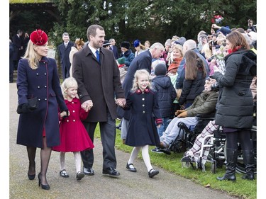 The British Royal family arrive at Sandringham to celebrate Christmas Day  Featuring: Autumn Phillips, Peter Phillips Where: Sandringham, United Kingdom When: 25 Dec 2017 Credit: Ward/WENN.com ORG XMIT: wenn33520367