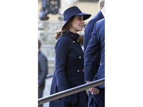 Britain's Kate, the Duchess of Cambridge arrives for the Grenfell Tower National Memorial Service at St Paul's Cathedral in London, to mark the six month anniversary of the Grenfell Tower fire, Thursday Dec. 14, 2017.