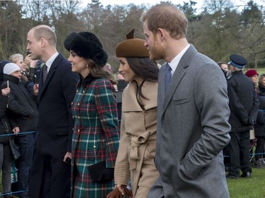 The British Royal family arrive at Sandringham to celebrate Christmas Day  Featuring: Prince Harry, Meghan Markle, Prince William, Duke of Cambridge Where: Sandringham, United Kingdom When: 25 Dec 2017 Credit: Ward/WENN.com ORG XMIT: wenn33520358