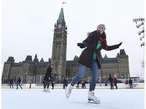 Engagement editor Nicole Feriancek goes for a skate on the new rink on Parliament Hill in Ottawa.