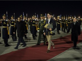 Prime Minister Justin Trudeau arrives in Beijing, China on Sunday, Dec. 3, 2017.