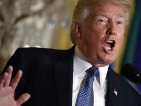 In this Oct. 6, 2017, file photo, President Donald Trump speaks in the East Room of the White House in Washington.