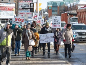 A small group from Vanier held a rally to protest Ottawa city council's decision to approve the Salvation Army's mega-shelter on Montreal Road on Wednesday.
