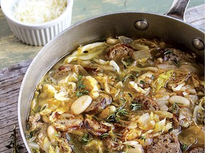 A lusty bean and sausage soup needs only a green salad and crusty bread to complete the meal.