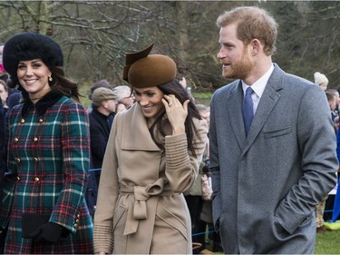 The British Royal family arrive at Sandringham to celebrate Christmas Day  Featuring: Prince Harry, Meghan Markle, Catherine, Duchess of Cambridge Where: Sandringham, United Kingdom When: 25 Dec 2017 Credit: Ward/WENN.com ORG XMIT: wenn33520355