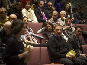 The public gathered for a town hall meeting on the revitalization of Sparks Street on Saturday, Jan. 13, 2018 at city hall.