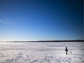 Ottawa was issued another extreme cold warning Saturday but that didn't stop people such as this snowshoer on the Ottawa River at Westboro beach from enjoying the sunshine.