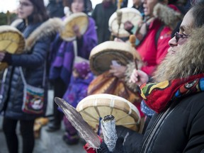 An Algonquin ceremony as part of the Women's March on Ottawa that started on Parliament Hill and ended at the Bronson Centre Saturday January 20, 2018.