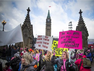 Thousands came out to take part in the Women's March on Ottawa that started on Parliament Hill and ended at the Bronson Centre on Saturday, Jan. 20, 2018.