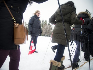 The Norwegian Embassy brought giant skis that hold eight adults at one time and had short races to give people a chance to try it. The Governor General officially started one of the races.