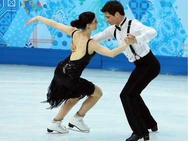 SOCHI: FEBRUARY 08, 2014 -- Tessa Virtue and Scott Moir of Canada perform in the Team Short Dance event at the Iceberg during the Sochi 2014 Winter Olympics, February 08, 2014.