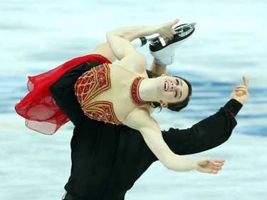 SOCHI: FEBRUARY 09, 2014 --  Tessa Virtue and Scott Moir of Canada perform in the Team Ice Dance Free Dance during the Sochi 2014 Olympic Games, February 9, 2014.