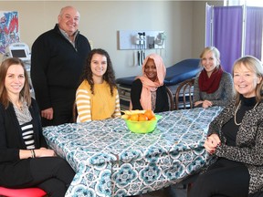 Team members of the social pediatric hub at the Vanier Community Service Centre include, from left, Stephanie Fragman, director of family services, Michel Gervais, executive director, Carole Turbide, social worker, Sittana Hamadou, receptionist and pediatrician Dr. Sue Bennett.