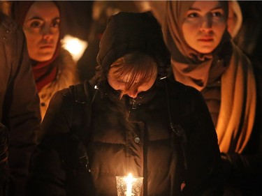 On the first anniversary of the Quebec City mosque attack,  a vigil was held at the Human Rights Monument  and other events were held at the Ottawa City Hall, January 25, 2018. Photo by Jean Levac/Ottawa Citizen Assignment number 128446 ORG XMIT: POS1801291806530975