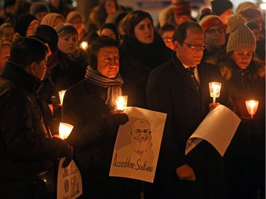 On the first anniversary of the Quebec City mosque attack,  a vigil was held at the Human Rights Monument  and other events were held at the Ottawa City Hall, January 25, 2018. Photo by Jean Levac/Ottawa Citizen Assignment number 128446