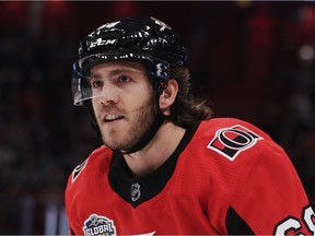 Mike Hoffman has scored nine goals in 37 games with the Senators this season.