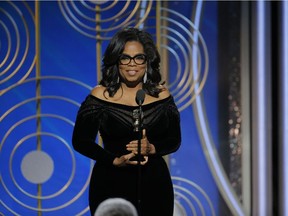 Oprah Winfrey accepts the 2018 Cecil B. DeMille Award   speaks onstage during the 75th Annual Golden Globe Awards at The Beverly Hilton Hotel on January 7, 2018 in Beverly Hills, California.