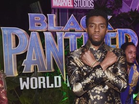 Actor Chadwick Boseman at the Los Angeles World Premiere of Marvel Studios' BLACK PANTHER at Dolby Theatre on January 29, 2018 in Hollywood, California.