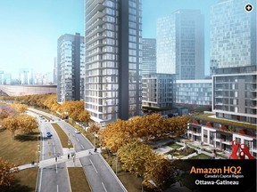 Invest Ottawa envisioned Amazon HQ2 as part of a massive LeBreton Flats development along the Ottawa River. (Graphic: Invest Ottawa)