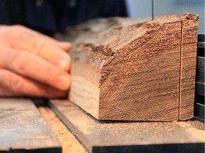 Small, quartered logs like this one can be sawn into small boards for building tiny projects. This approach lets you easily convert wood directly into lumber with ordinary woodworking tools.