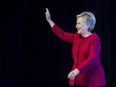 Hillary Clinton speaks to an audience in Toronto promoting her new book "What Happened"