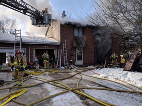Firefighters on the scene of a blaze on Vinette Crescent in Orléans Tuesday.