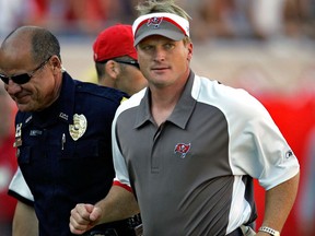 In this Nov. 4, 2007 file photo, Tampa Bay Buccaneers head coach Jon Gruden leaves the field