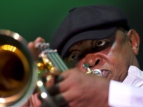 JUNE 28/2011-Hugh Masekela on the Ottawa Jazz Festival main stage at Confederation Park. Photo by Bruno Schlumberger-The Ottawa  Citizen  assgt 104876