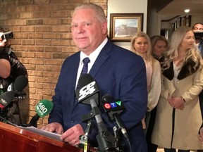 Doug Ford announces his intention to seek the leader of the PC party on Monday, Jan. 29, 2018. (Kevin Connor/Toronto Sun)