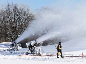 Snow-making machines are hard at work for Winterlude in this 2016 file photo.