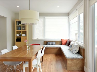 The dining room with a small sitting room in the corner is another favourite for the family of four. Svatek said he enjoys watching the snowfall or a pretty summer evening with his family in this room.