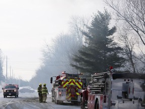 Emergency services respond to a barn fire at the Sandy Pines Wildlife Centre on Friday, Jan. 5, 2018.