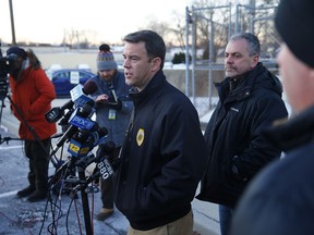 Monmouth County Prosecutor Christopher Gramiccioni speaks a news conference about the deaths of several people in Long Branch, N.J., Monday, Jan. 1, 2018. A 16-year-old has been arrested after his parents, sister and a family friend were found dead inside the home where they lived, authorities said Monday.