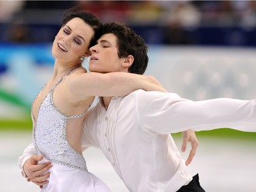 Gold medallists, Canada's Tessa Virtue and Scott Moir, perform in the Ice Dance Free program at the Pacific Coliseum in Vancouver, during the 2010 Winter Olympics on February 22, 2010.