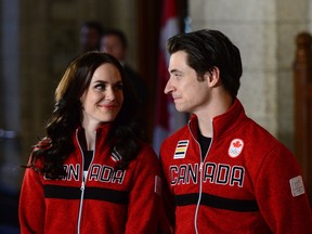 Prime Minister Justin Trudeau announces Canadian figure skaters Tessa Virtue and Scott Moir as Canada's flag bearers during an event in Ottawa, Ont., on Tuesday, Jan. 16, 2018. Ice dance darlings Tessa Virtue and Scott Moir will carry Canada's flag into the opening ceremony at next month's Winter Games in South Korea.