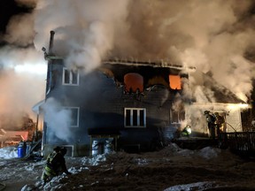 Fire destroyed a home on Sarsfield Road in Navan Wednesday morning. Five people were displaced.