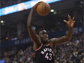 Raptors forward Pascal Siakam soars to the hoop for a dunk in Thursday's one-sided win against the Cavaliers. Stan Behal/Postmedia